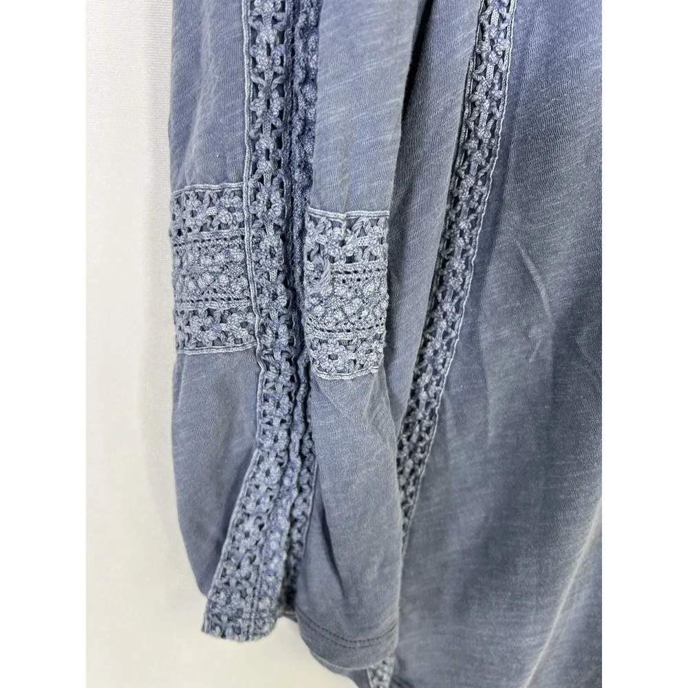 Women FREE PEOPLE Crochet Long Sleeve Top In Pacific Coast Small Blue